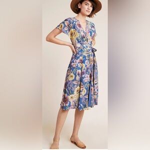Kachel Willow Floral Wrap Dress – Silk Blend – Size 8